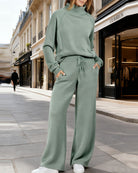 Casual Sweatshirtbroekenset met Coltrui en Elastische Taille – Sportieve Outfit voor Dagelijks Gebruik en Workouts 0