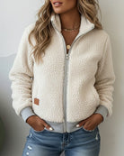 Casual Teddy Bovenkleding met Opstaande Kraag en Ritssluiting - Perfect voor Herfst en Winter 0