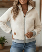 Casual Teddy Bovenkleding met Opstaande Kraag en Ritssluiting - Perfect voor Herfst en Winter 2
