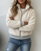 Casual Teddy Bovenkleding met Opstaande Kraag en Ritssluiting - Perfect voor Herfst en Winter 4