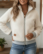 Casual Teddy Bovenkleding met Opstaande Kraag en Ritssluiting - Perfect voor Herfst en Winter 7