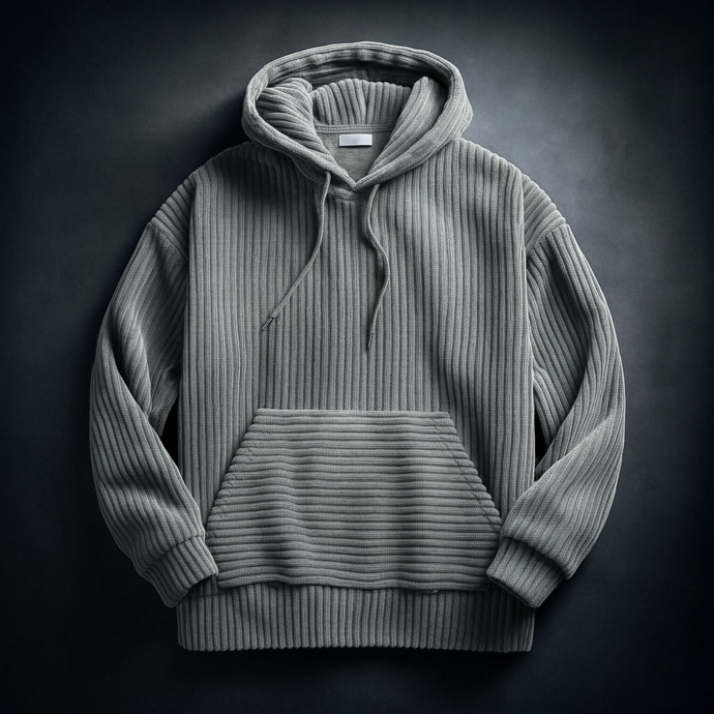 Comfortabele Heren Hoodie van Ademend Corduroy met Ontspannen Pasvorm – Lichtgewicht en Zacht 0