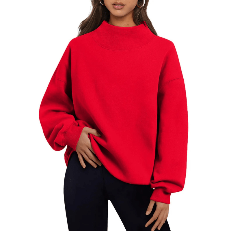 Dames Casual Sweatshirt met Halve Col en Fleece – Warm & Comfortabel Wintertrui 1