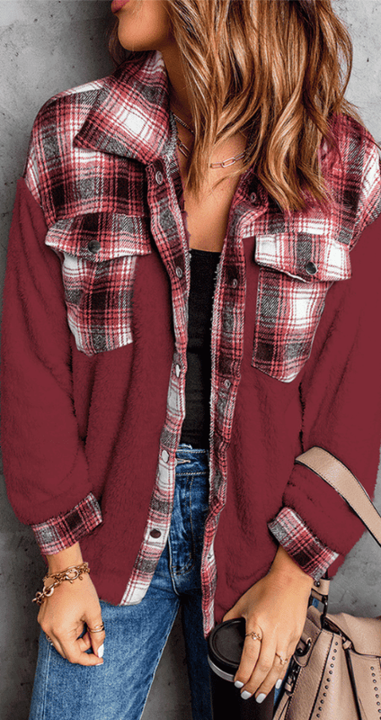 Dames Fleecejack met Geruit Patroon – Zachte Fleece, Tijdloos Ontwerp, Ideaal voor Herfst en Winter, Beschikbaar in M tot XXL 3