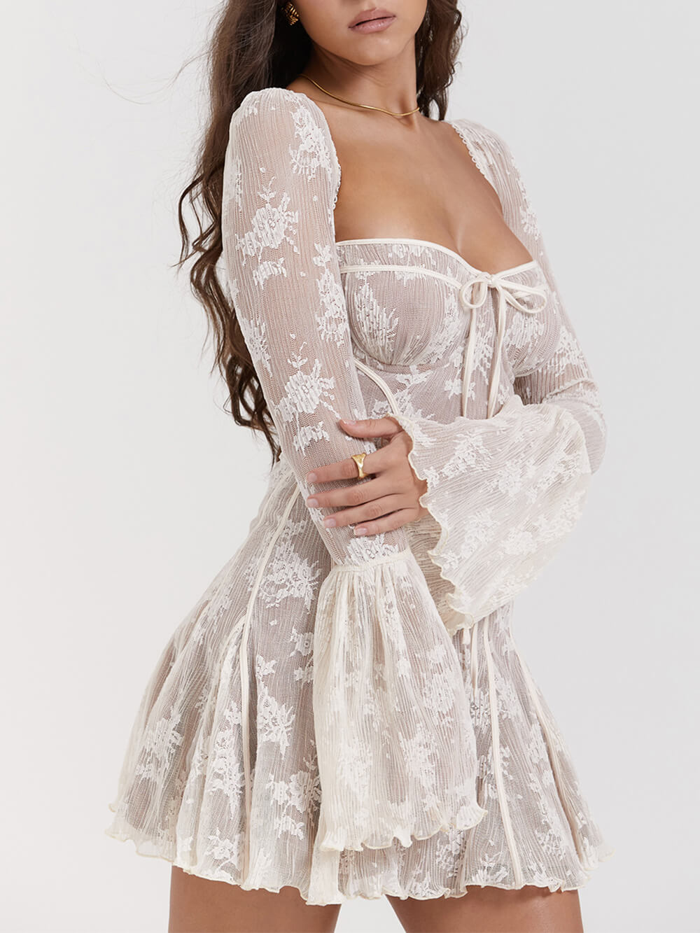 Dames Galajurk | Vintage Kant met Bell Sleeves 1
