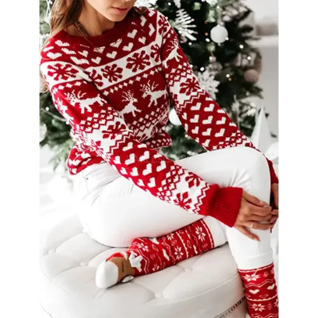 Dames Gebreide Kersttrui met Modern Breipatroon – Warm en Comfortabel voor de Winter, Loose Fit, Diverse Kleuren, S-XL 3