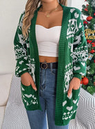 Dames Gebreide Kersttrui met Open Voorkant en Klassiek Patroon – Veelzijdige Lange Mouwen, Perfect voor Feestelijke Gelegenheden 1