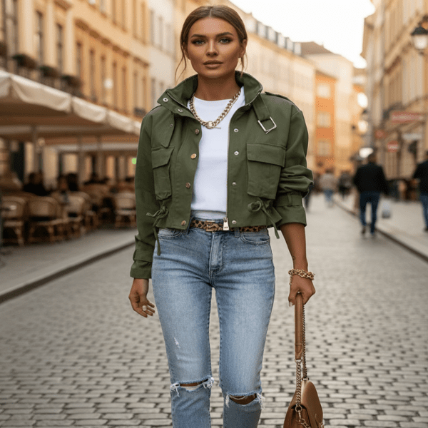 Dames Jack met Korte Snit en Praktische Zakken voor Dagelijks Gebruik – Veelzijdig en Comfortabel Design 0