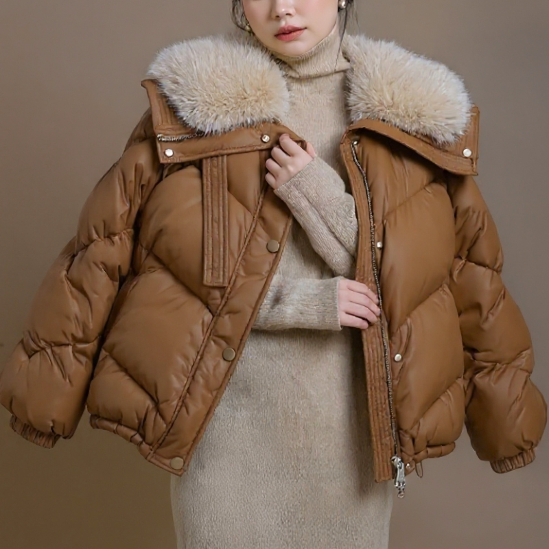 Dames Jas Winter met Imitatiebont Capuchon en Windbestendige Sluiting - Zachte Puffer Jacket voor Koude Dagen 2