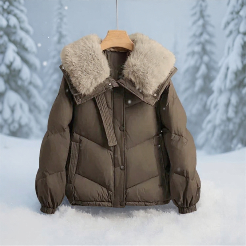 Dames Jas Winter met Imitatiebont Capuchon en Windbestendige Sluiting - Zachte Puffer Jacket voor Koude Dagen 3