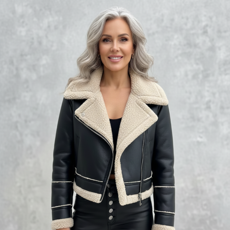 Dames Jas Winter met Warme Fluwelen Voering en PU-Materiaal – Korte Damesjas voor Elegante Stijl 0