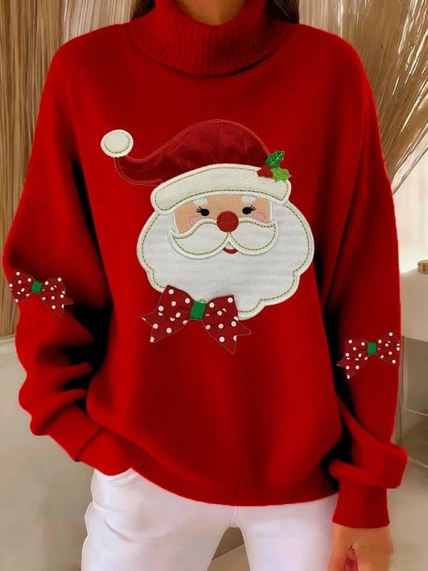 Dames Kerst-Sweatshirt met Col – Fijne Gebreide Trui voor de Feestdagen 0