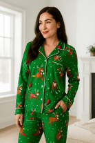 Dames Kerstpyjama met Kraag van Zachte Katoenmix – Comfortabele Nachtkleding Dames voor Feestelijke Avonden 1