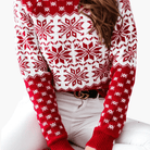 Dames Kersttrui met Sneeuwvlokkenpatroon en Ronde Hals - Foute Kersttrui Dames voor Feestelijke Gelegenheden 1