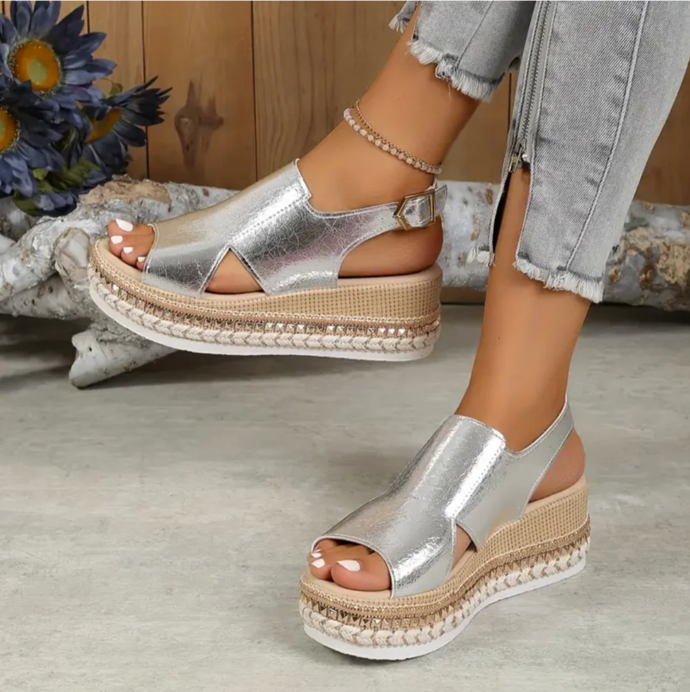 Dames Sandalen | Hoogwaardig Leer, Elegante Hak met Orthopedische Ondersteuning 4
