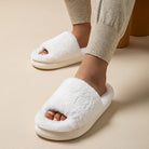 Dames Slippers van Pluche met Open Teen voor Binnen – Comfortabele Pantoffels voor Winter 0
