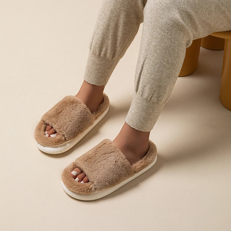 Dames Slippers van Pluche met Open Teen voor Binnen – Comfortabele Pantoffels voor Winter 3
