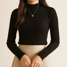 Dames Sweater | Lichtgewicht Ribgebreid met Halve Hals, Casual 2