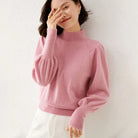 Damestrui met Ballonmouwen en Opstaande Kraag - Elegante en Comfortabele Dames Truien voor Kantoor en Casual Gebruik 2