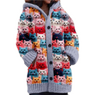 Damesvest met Capuchon en Kattenprint – Casual Multicolor Cardigan voor Elke Outfit 1