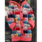 Damesvest met Capuchon en Kattenprint – Casual Multicolor Cardigan voor Elke Outfit 2