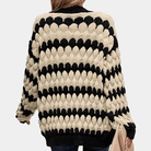 Damesvest met Rits en Tweekleurig Golfpatroon – Wijde Pasvorm voor Vrijetijdskleding 1