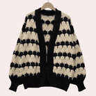 Damesvest met Rits en Tweekleurig Golfpatroon – Wijde Pasvorm voor Vrijetijdskleding 2