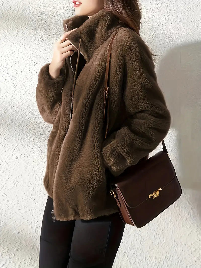 Elegant Fleecejack met Hoge Kraag en Ritssluiting – Zacht en Comfortabel Fleece voor Koude Dagen met Praktische Zijzakken 6