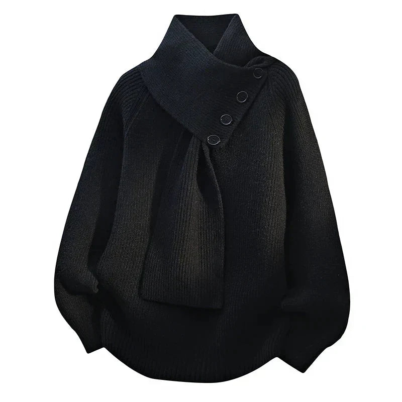 Elegante Casual Trui Dames met Sjaalkraag en Geribbelde Textuur - Relaxte Pasvorm voor Elke Gelegenheid 2