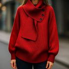 Elegante Casual Trui Dames met Sjaalkraag en Geribbelde Textuur - Relaxte Pasvorm voor Elke Gelegenheid 6