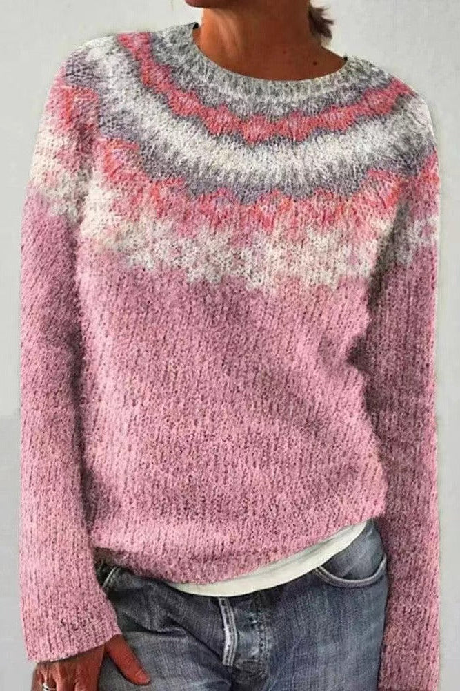 Elegante Casual Trui voor Dames met Patroon en Zachte Textuur - Relaxte Pasvorm voor Comfort en Stijl 0