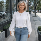 Elegante Dames Top met Ronde Hals en Lange Mouwen - Veelzijdig en Tijdloos Design 1