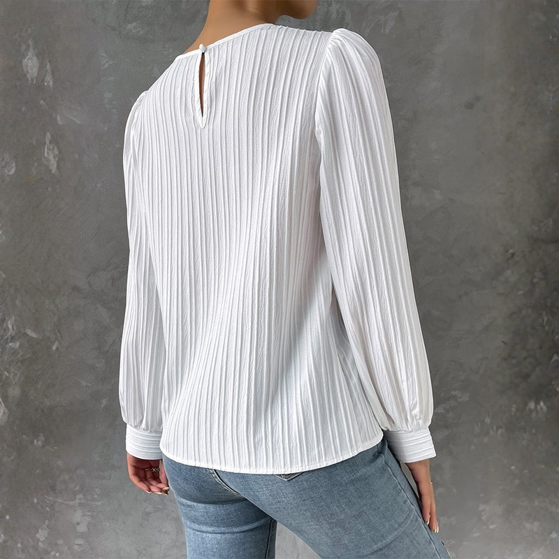 Elegante Dames Top met Ronde Hals en Lange Mouwen - Veelzijdig en Tijdloos Design 3