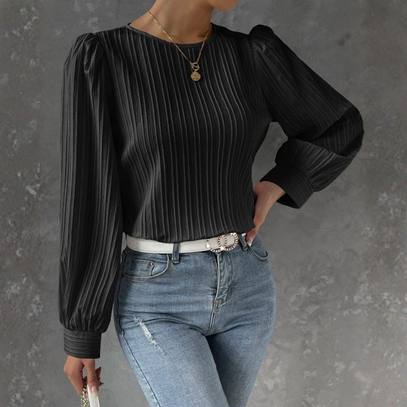 Elegante Dames Top met Ronde Hals en Lange Mouwen - Veelzijdig en Tijdloos Design 6