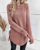 Elegante Geribde Trui met Vetersluiting voor Dames – Luxe Acryl Polyester Mix, Ronde Hals, Geschikt voor Alle Seizoenen 5