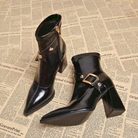 Elegante Laarzen Dames van Glanzend Leer met Verhoogde Blokhak en Gouden Gespdetails 8