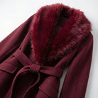 Elegante Lange Winterjas Dames met Imitatiebont Kraag en Taille Riem – Warm en Luxe Gewatteerde Jas voor de Winter 1