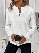 Elegante Trui met Rits voor Dames - Luxe Kabelbreisel Sweater met Ademend Materiaal en Nauwsluitende Pasvorm 4