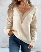 Elegante V-hals Trui Dames – Comfortabele Kantooroutfit van Hoogwaardig Materiaal, Geschikt voor Elk Seizoen 1