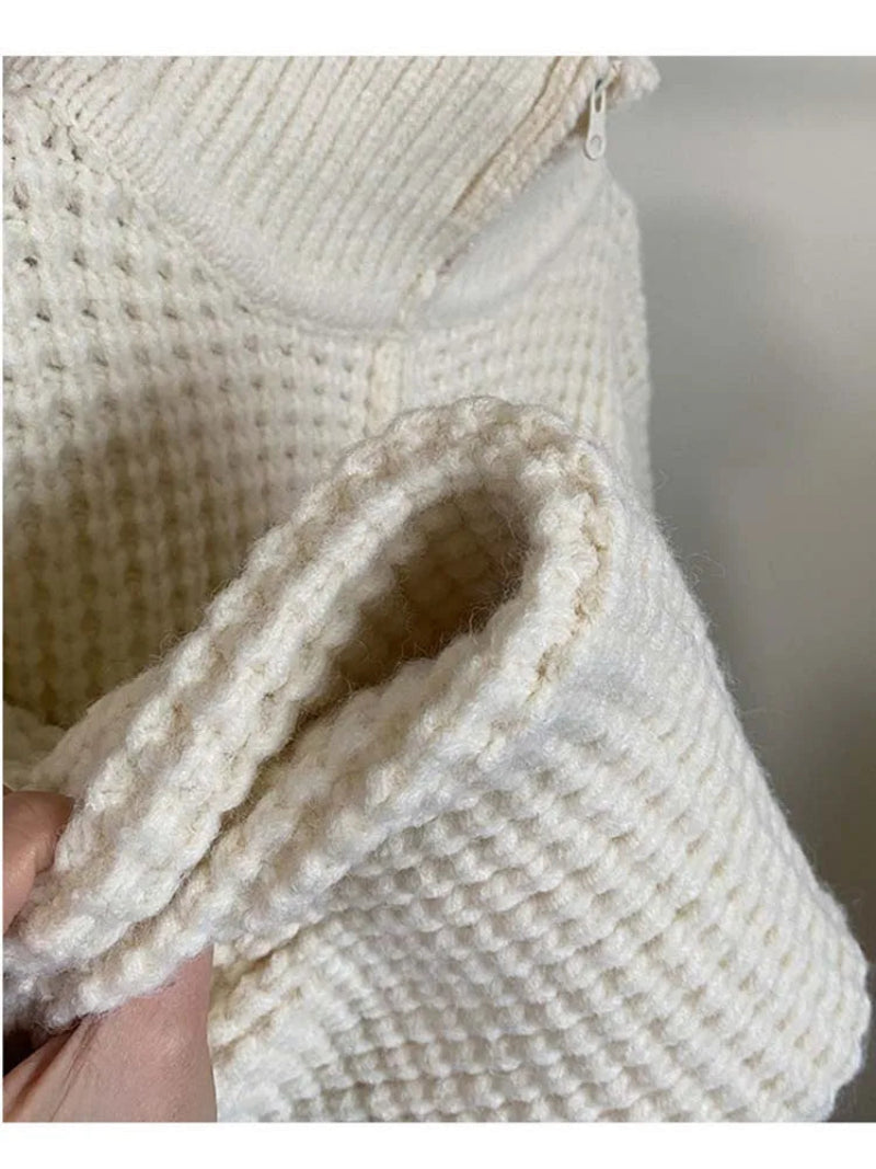 Gebreid Vest Dames met Col en Ritssluiting – Comfortabel en Stijlvol voor Herfst en Winter, Losse Fit met Vleermuismouwen 2