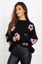 Gebreide Damestrui met Bloemmotief en Ronde Hals – Comfortabele Wijde Pasvorm voor Dames 3