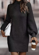 Gebreide Mini-jurk Dames met Hoge Kraag – Comfortabele Lange Mouwen voor Koude Dagen 14