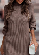 Gebreide Mini-jurk Dames met Hoge Kraag – Comfortabele Lange Mouwen voor Koude Dagen 16