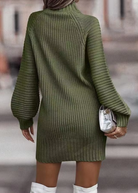 Gebreide Mini-jurk Dames met Hoge Kraag – Comfortabele Lange Mouwen voor Koude Dagen 4