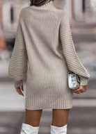 Gebreide Mini-jurk Dames met Hoge Kraag – Comfortabele Lange Mouwen voor Koude Dagen 5