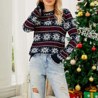 Gebreide Warme Damestrui met Sneeuwvlokpatroon – Lange Mouwen, Cosy Fit voor Feestelijke Winterlook 0