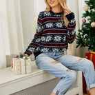 Gebreide Warme Damestrui met Sneeuwvlokpatroon – Lange Mouwen, Cosy Fit voor Feestelijke Winterlook 6