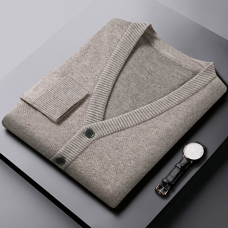 Geometrisch Brei Vest van Premium Wolmix voor Heren en Dames met Knoopsluiting en Geribbelde Manchetten 0