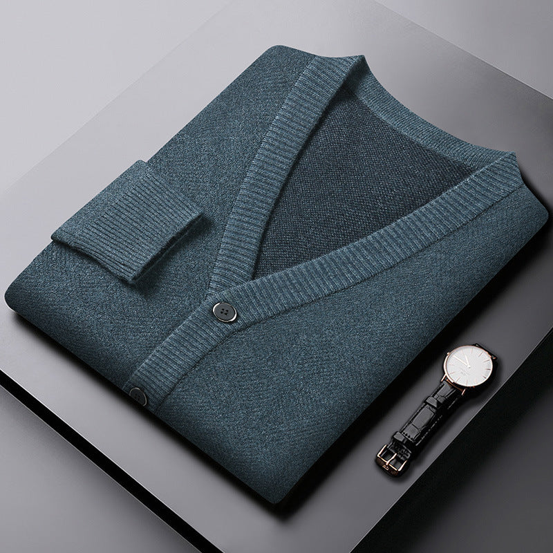 Geometrisch Brei Vest van Premium Wolmix voor Heren en Dames met Knoopsluiting en Geribbelde Manchetten 4