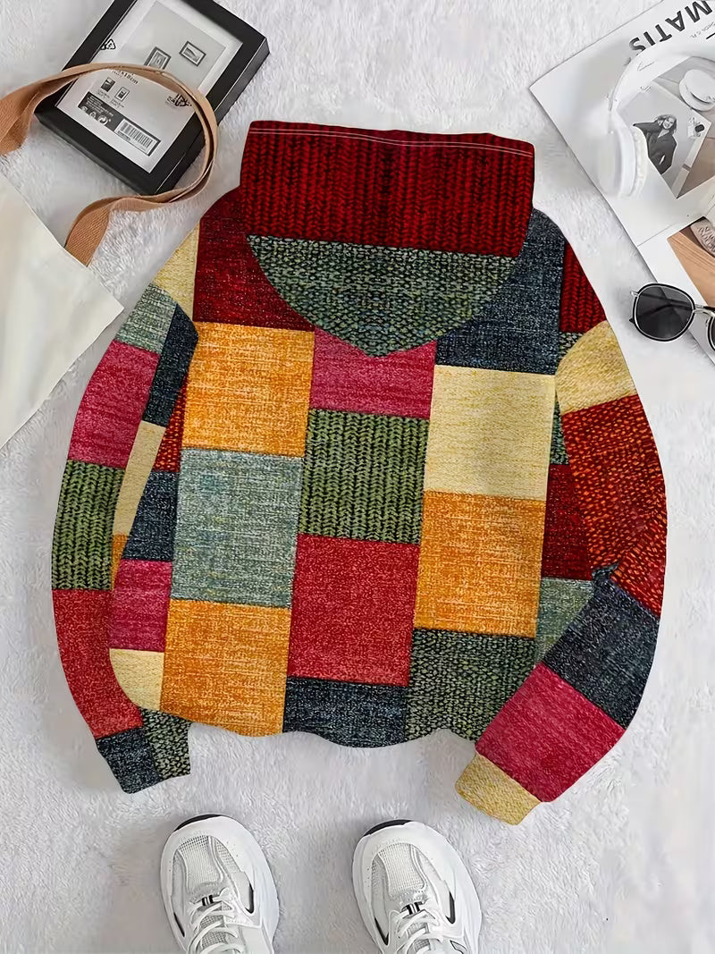 Geometrisch Patroon Sweatshirt voor Comfort en Stijl – Zacht en Ademend, Perfect voor Vrijetijdskleding 3